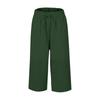 Women's Square Pocket Elastic Waist Cropped Pants Casual Cotton And Linen Pants