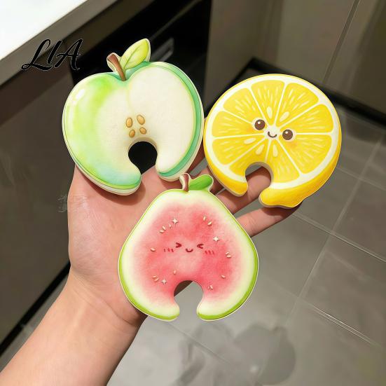 Biodegradable Dishwashing Sponge 2PCS Cute Fruit Sponges, Natural Wood Pulp Cellulose Kitchen Quick Drying Faucet Hanging Sponges Scrubber,