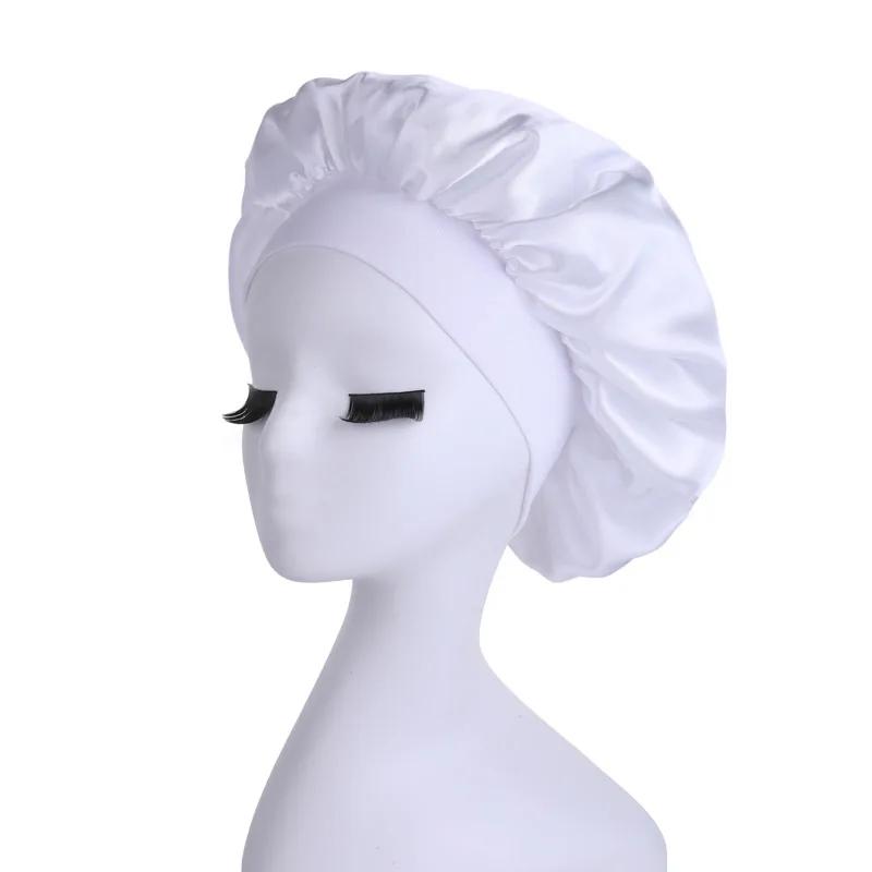 Solide Satin-Schlafhaube Haartuch Elastisches Band Schmaler Kopfbindeband Rand Badezimmer Duschhaube Zum Schlafen Damen Dusche Haarpflege