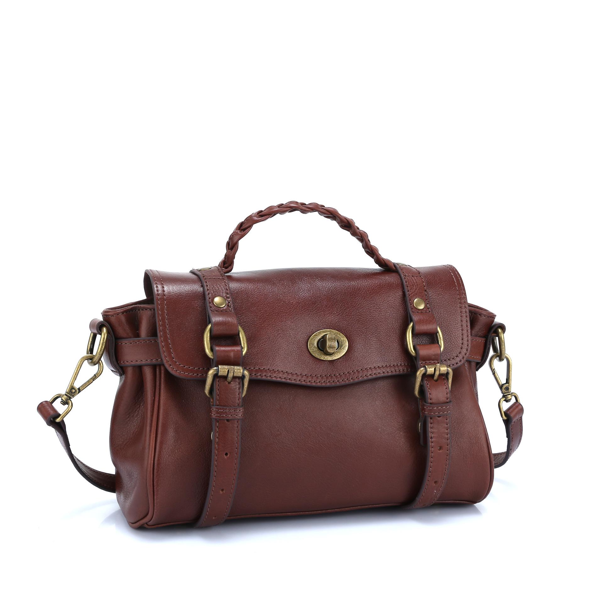 

Женская сумка через плечо из натуральной кожи в стиле ретро - модная европейская и американская сумка-мессенджер 25 x 10 x 16 cm кофейный