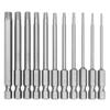 75mm/11Pcs Torx Screwdriver Bit Set 1/4 Inch Hex Shank Tough Torx Star Hex Security Bit Set Professional Magnetic Star S2 Steel