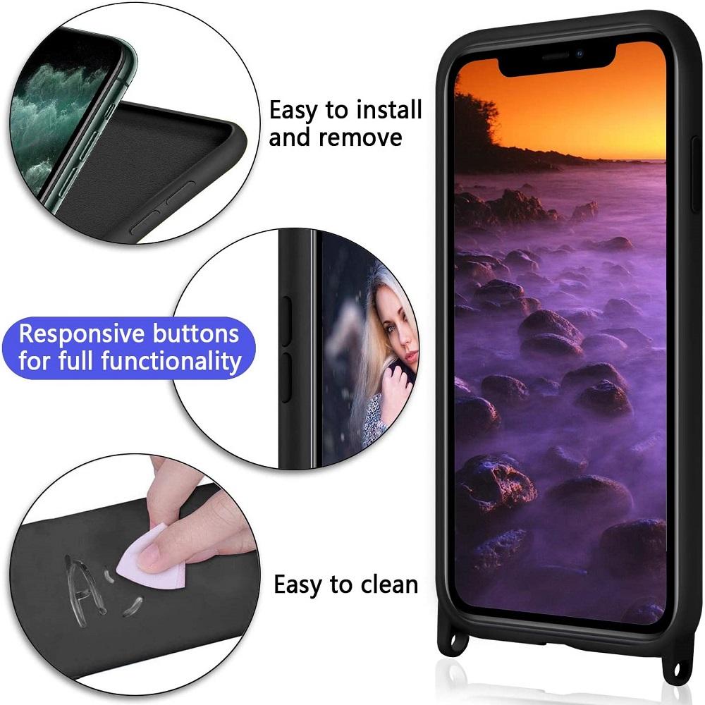 Silicone Crossbody Lanyard Phone Case for Note 20/S21/S22 Plus for 16/17 Waterproof Shockproof Anti-Shock Adjustable Necklace