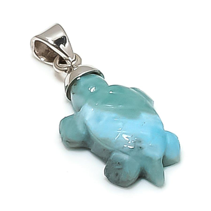 

Natural Larimar Gemstone Handmade 925 Sterling Silver Jewelry Pendant 1.22 d4W14