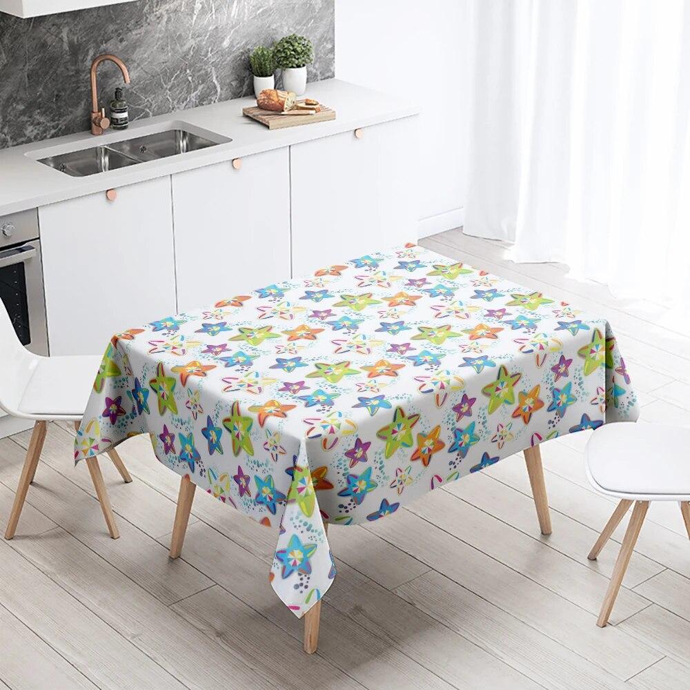 Cartoon Tablecloth Home Decor Stain Resistant Waterproof Table Decoration Rectangular Kitchen Fireplace Countertop