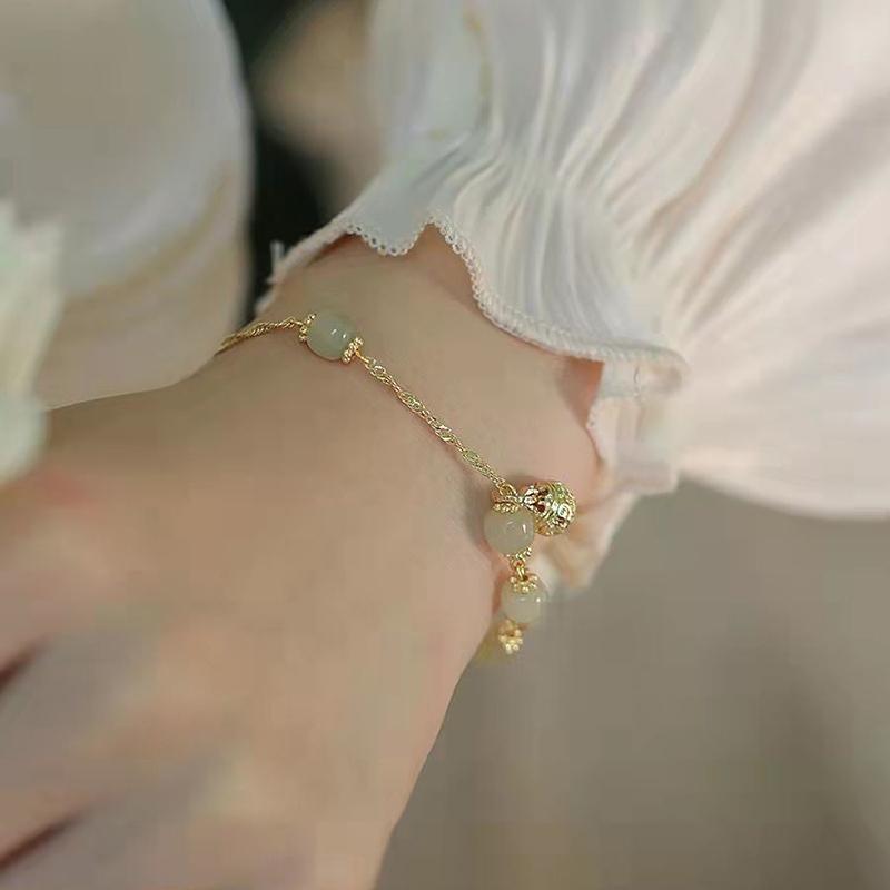 Brățară rafinată la modă din imitație de jad verde cu mărgele pentru femei, elegantă, în stil dulce, pentru banchet, bijuterii zilnice