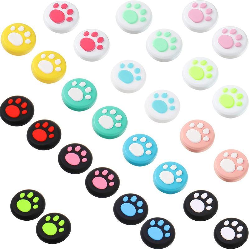 10Pcs Cute Cat Paw Soft Silicone Non Slip Thumb Grips For Lite Oled Daily Gaming
