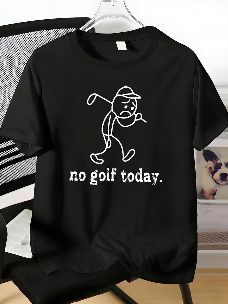 Kein Golf Heute Trauriger Golfer Strichmännchen Grafikdruck Unisex Baumwolle Rundhals Kurzarm Locker T-Shirt Sommer Sport Männlich Tägliche Kleidung
