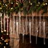 12pcs Transparent Xmas Tree Hanging Pendant Shining Ice Strip Pendants New Year Decor