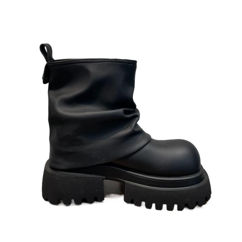 Fashion Women High Boots Platform Chunky Ankle Boots Pleated Designer 2025 Winter New Shoes Knee High Chelsea Goth Fashion Botas Mujer