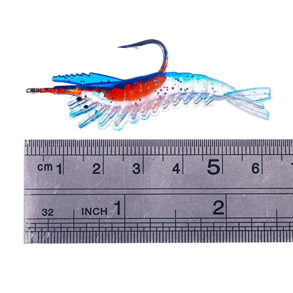 Luminous Shrimp Fake Baits Soft Simulation Prawn Lure Fishy Smell Artificial Trout Bait Single Hook Sea Fishing Tackle