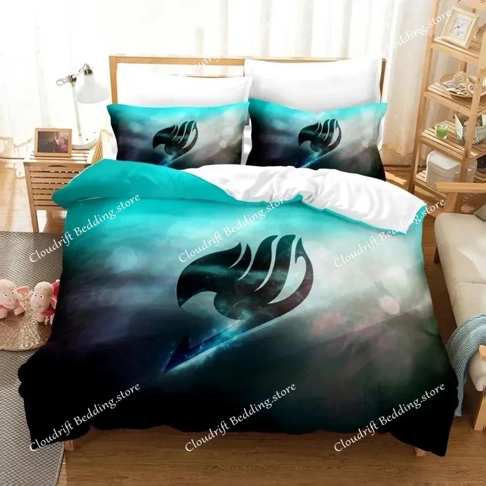 Literie Anime Fairy Tail Impression 3D Ensemble de Couette Housse de Couette Ensemble de Lit Housse de Couette Taie d'Oreiller Couette Taille King Queen Garçons Adultes Literie