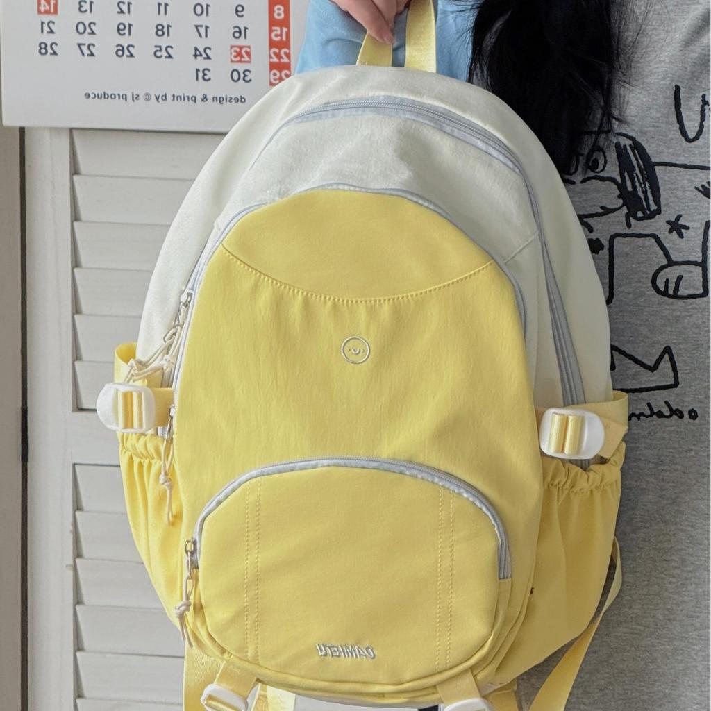 School Bag 2025 New Lightweight Travel Backpack Casual Ins Contrasting Color Backpack College Student Versatile Sweet School Bag