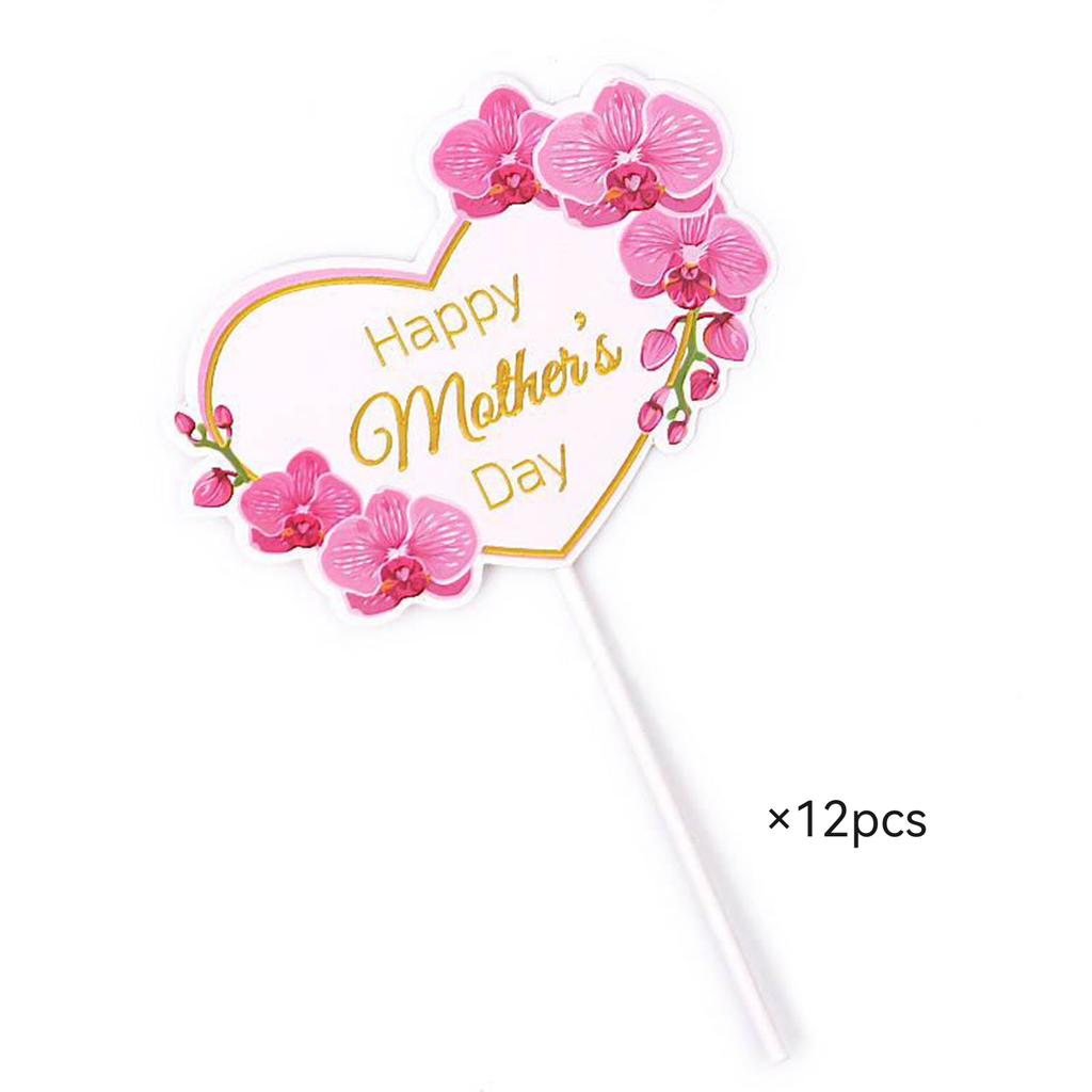 12 pcs Happy Mother's Day Cake Topper Mom Letter Cake topper Pink, Decorative Party Cake Decoration for Mother's Day