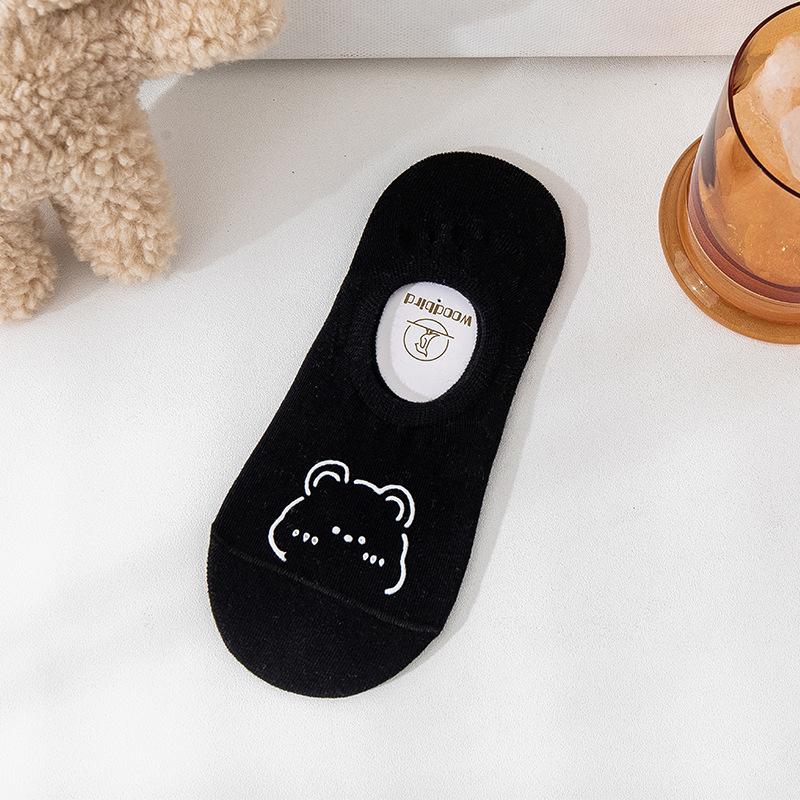 Summer Light-colored Invisible Boat Socks for Women, Cartoon-breathable Silicone Anti-slip, Shallow Girls' Short Socks