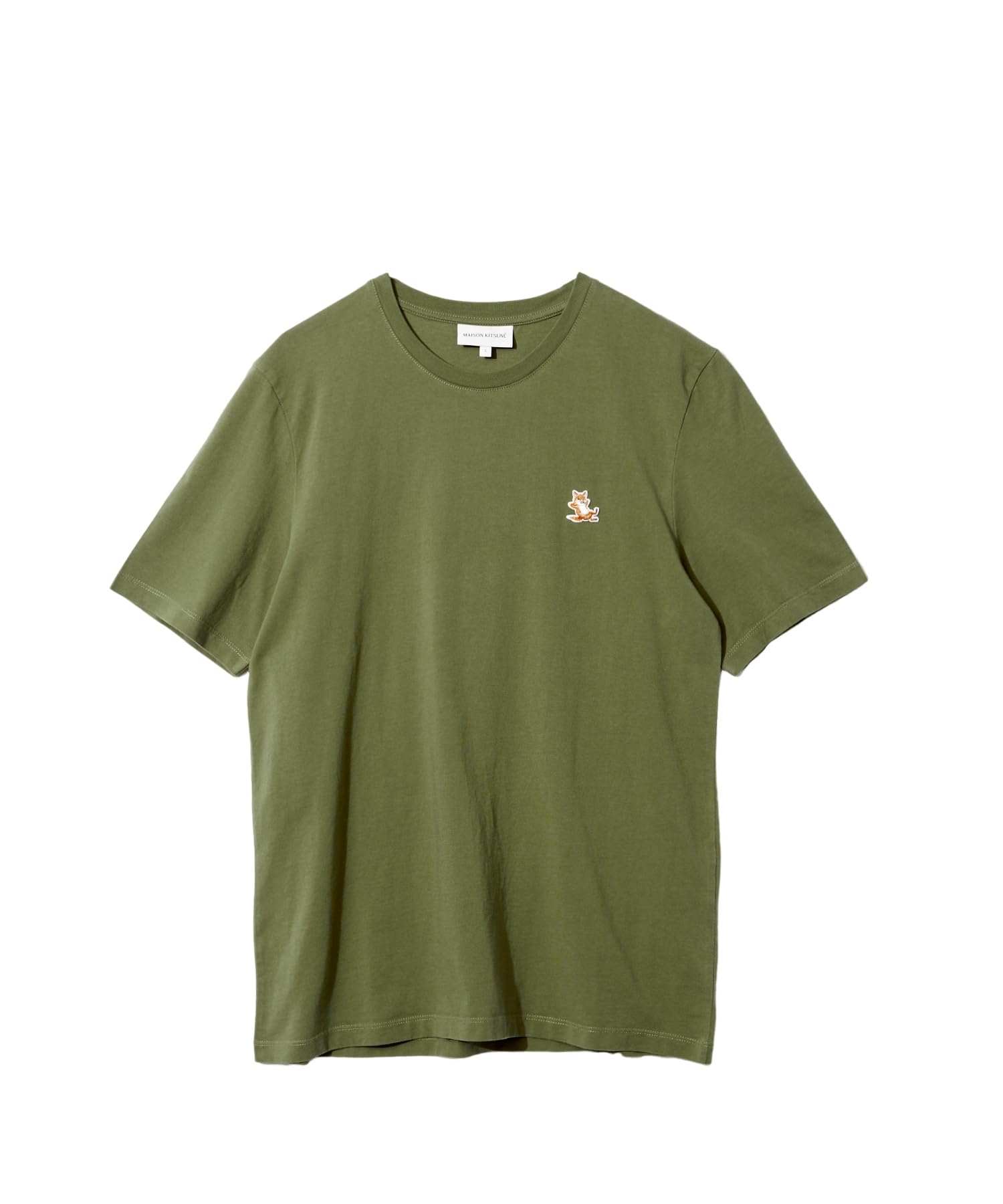 

Maison Kitsuné Men s Military Green Regular T-Shirt, Size Small, LM00110KJ0008, with a Chillax Fox Patch [Parallel Import]