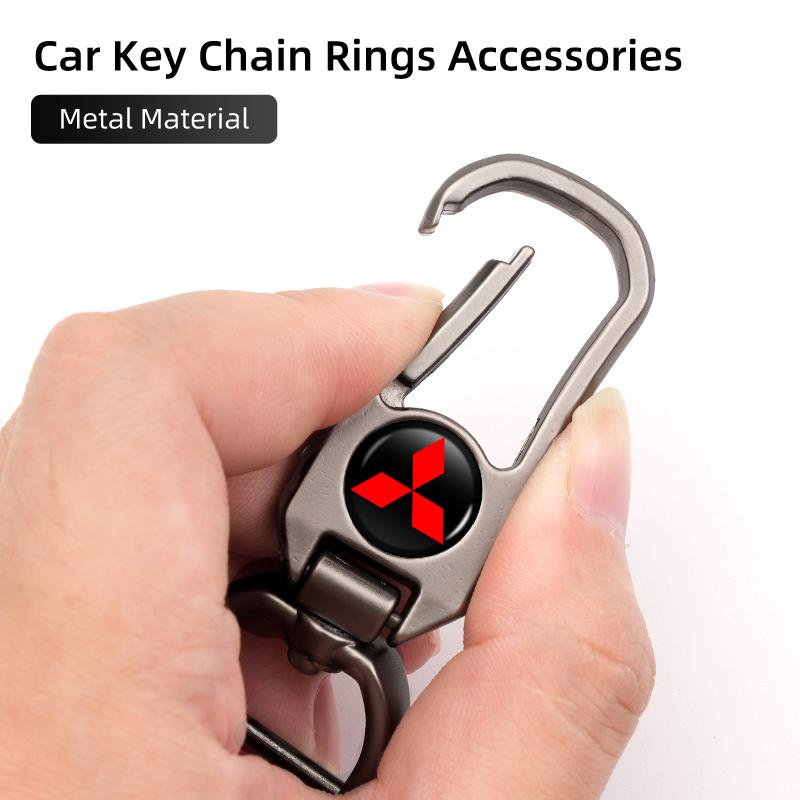 xkhr10 For Mitsubishi Aluminum Alloy Car Styling Keychain Emblems Keyring Key Decoration Ring Outlander Lancer L200 ASX Pajero Grandis