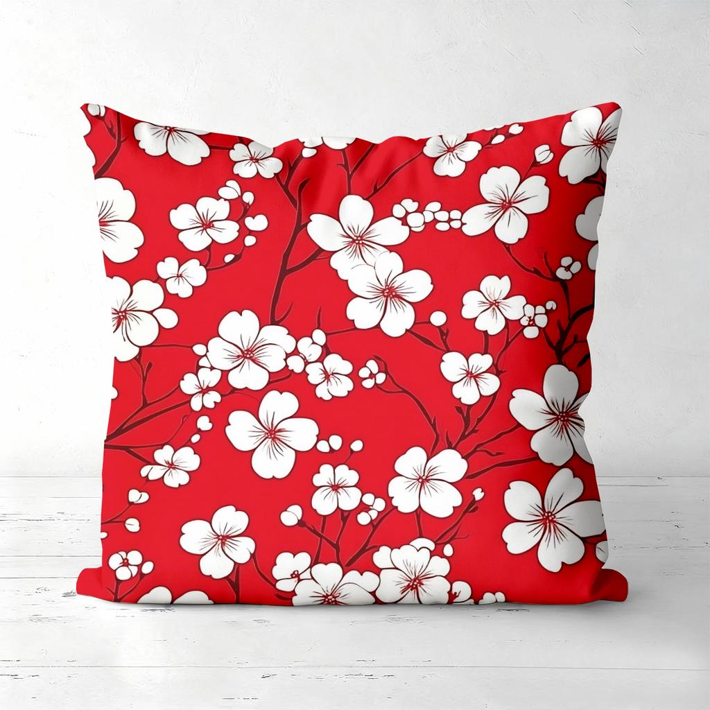 Set of Vintage Red Floral Throw Pillow Covers Pattern Cushion Cover Suitable for Sofa Bedroom Car Pillow Cover
