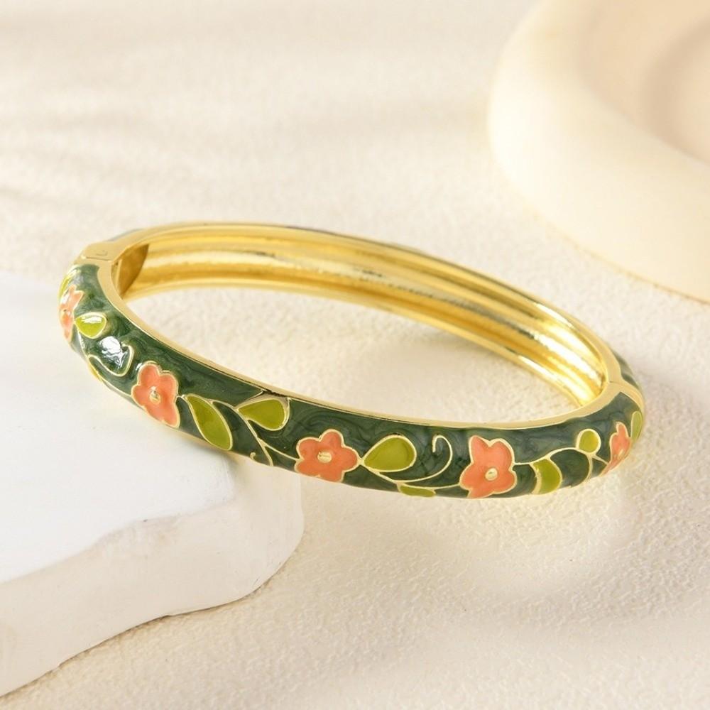 Floral Motifs Cloisonne Bangle Zinc Zinc Zinc Alloy Dropped Glaze Bracelet  Party Jewelry