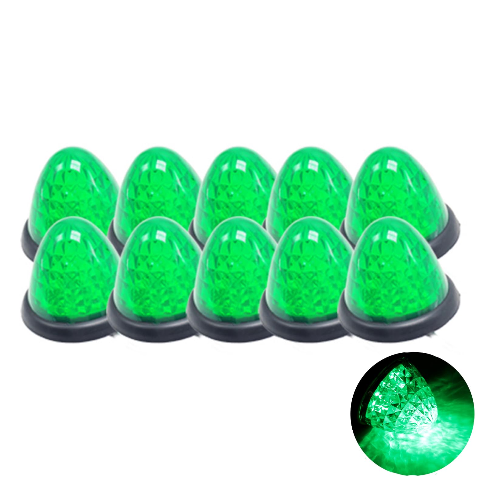 

Wellvie Classy Side Marker 24V Color Roadside Lights for with Crystal Cut Reflectors 10 Lights, 10-Pack, LED, Universal, Waterproof, 16-LED, Lens,