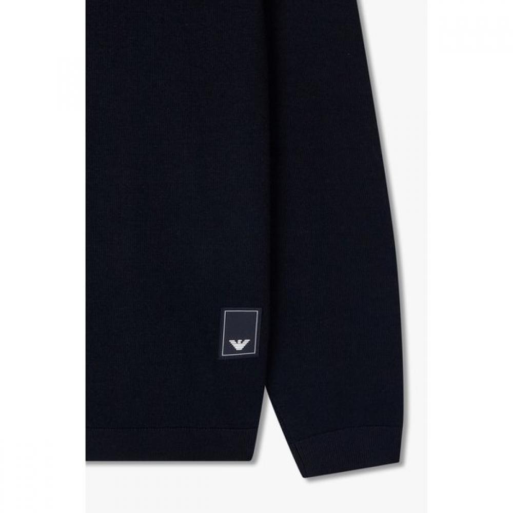 Emporio Armani Men S Square Logo Patch Wool Cardigan A515328014