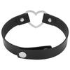 PU Leather Choker Alloy Adjustable Heart Shaped Decoration Necklace Collar Jewelry AccessoryBlack