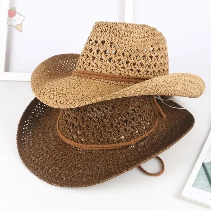 1Pc Panama Soft Straw Hat For Men Women Summer Breathable Travel Beach Hats Solid Wide Brim Sunscreen Hat