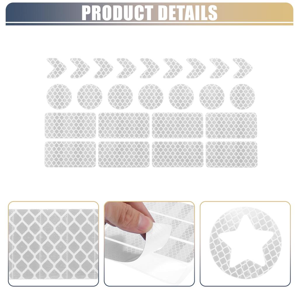 X AUTOHAUX 42 Stück Motorrad Antireflektierendes All Warnband Außen Reflektierende Streifen Mehrzweck PET Material Weiß