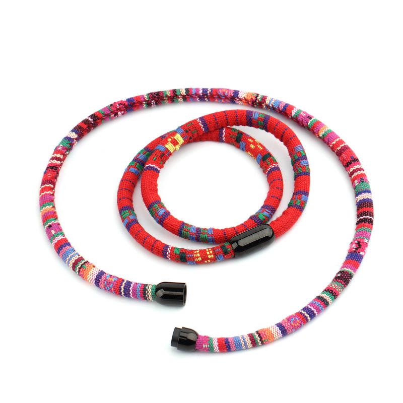 Men's Ethnic Fabric Magnetic Buckle Bracelet - Available in Various Colors