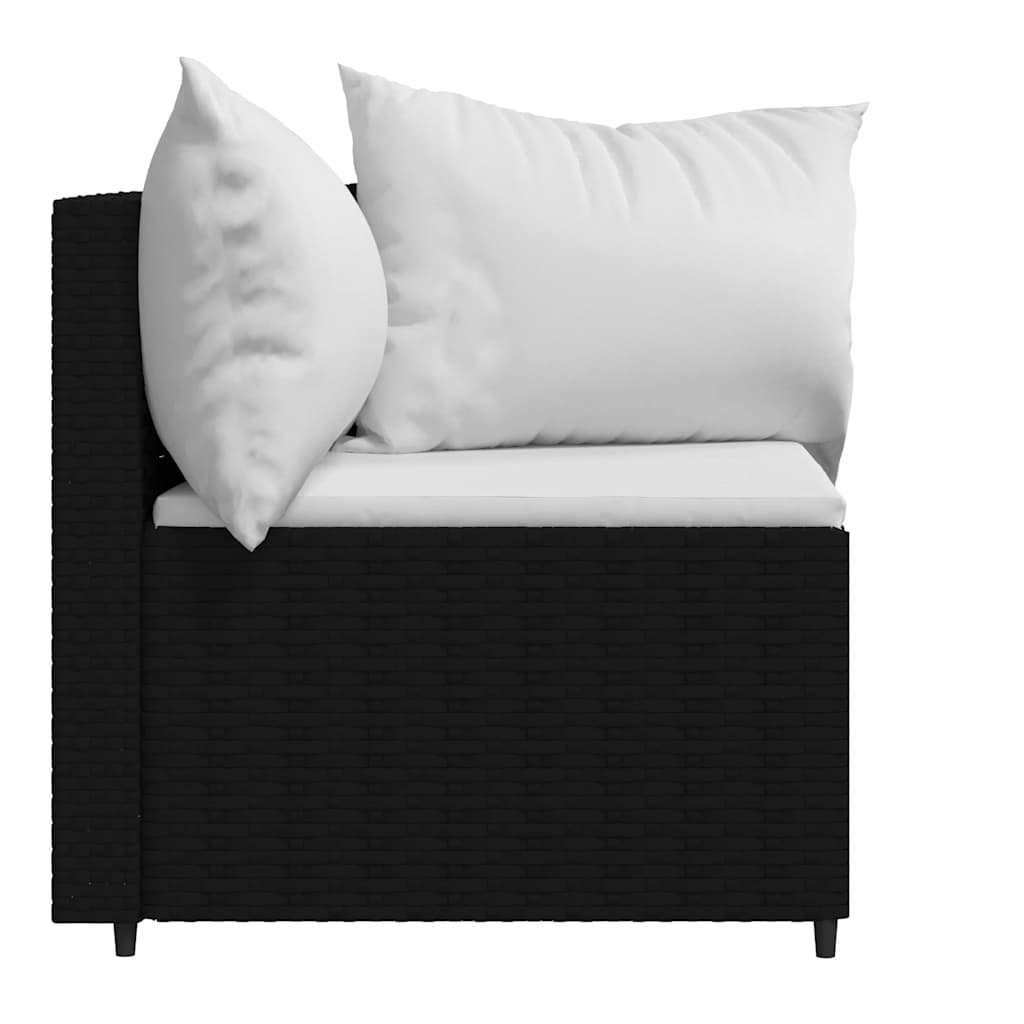 vidaXL Garden Corner Sofas with Cushions 2 Pcs. Black Poly Rattan