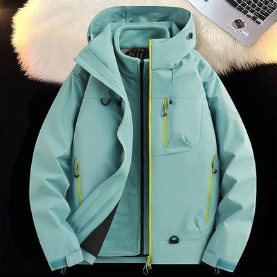 Couple's Three-in-One Hooded Windbreaker: Waterproof, Breathable, Loose-fit Ski & Hiking Jacket for Men and Women