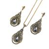 Colier de cercei de cristal de culoare retro auriu gri Seturi de bijuterii Boemia pentru femei Bijoux de nunta turceasca de epocă