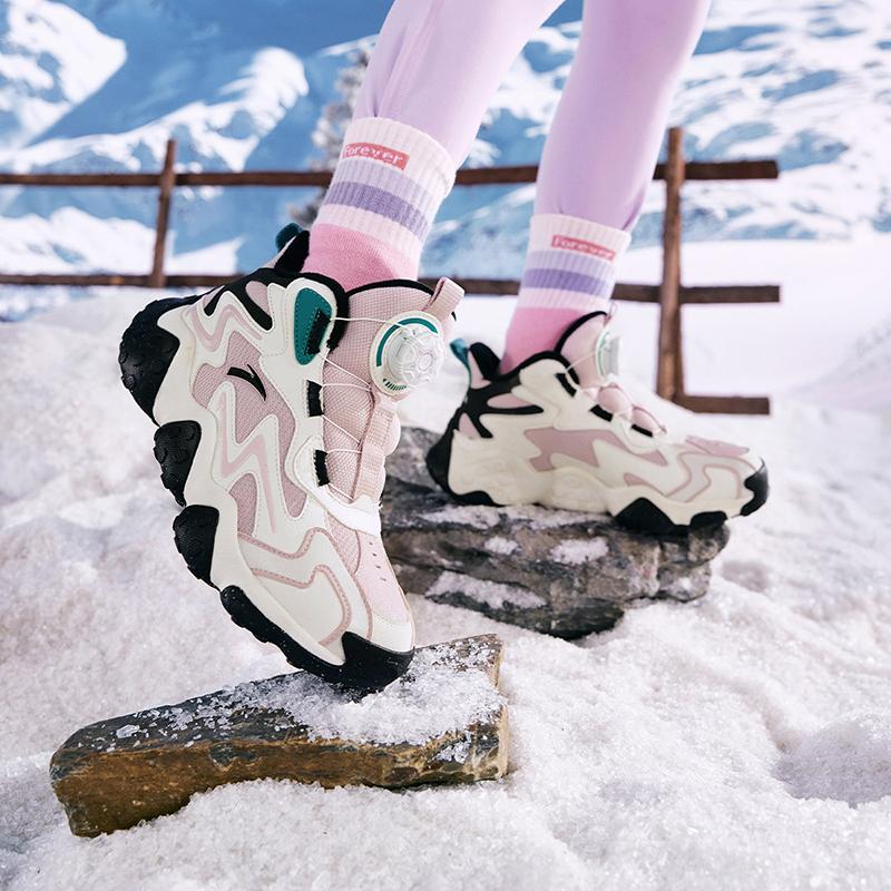 Anta Kids Panstone Trendy Fashion Thickened Non-Slip Wear-Resistant Low-Top Casual Shoes Kids casual shoes Pink White Black A22446922-2