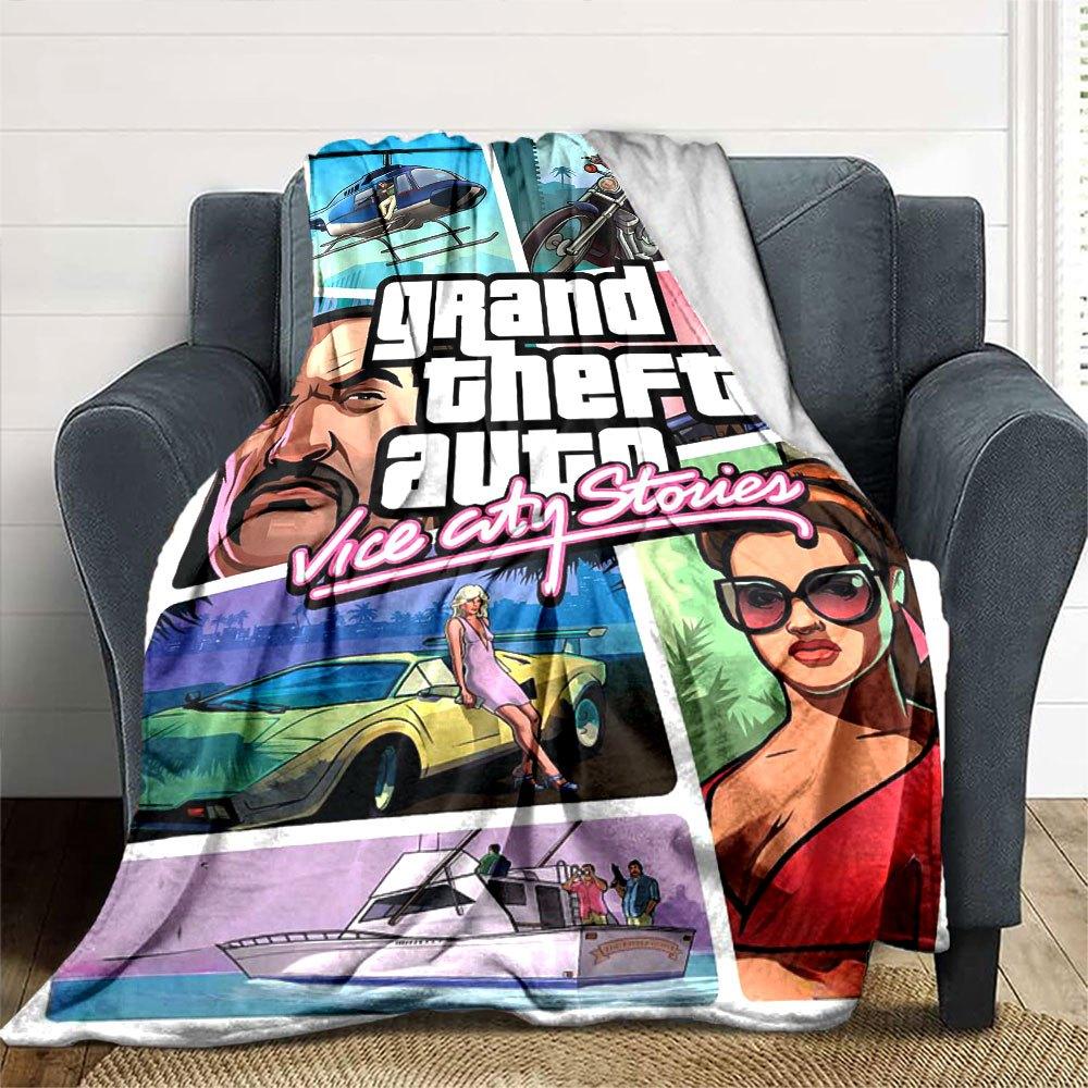 1pc Grand Theft Auto Soft Flannel Blanket with Designer Print A Cozy Blanket for All Seasons, Perfect for the Couch, Bed, Office