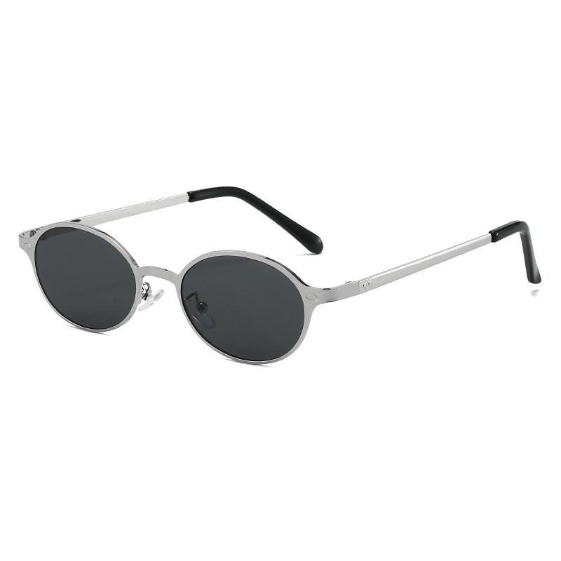 Vintage Oval Metal Sunglasses With Uv400 Protection For Outdoor Activities And Fashion