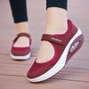 Spring and Autumn Large Size New Mesh Hollow Slope Heel Velcro Casual Rocking Shoes Casual Single Shoes Women