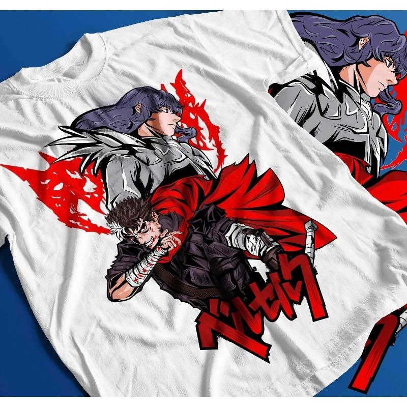 Unisex Skeleton Knight Shirt Anime Retro Special Tshirt Anime Comics Anime Shirt Black Swordman Pattern Anime Tshirt S