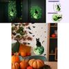 Halloween Theme Pvc Wall Sticker With Green Light Moon Black Cat Bats For Entryway
