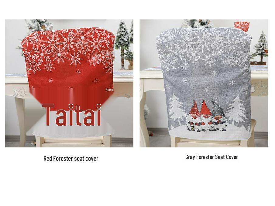 Weihnachts-Cartoon-Stuhlhussen im europäischen und amerikanischen Stil - Rot und Grau Tisch- und Stuhldekoration