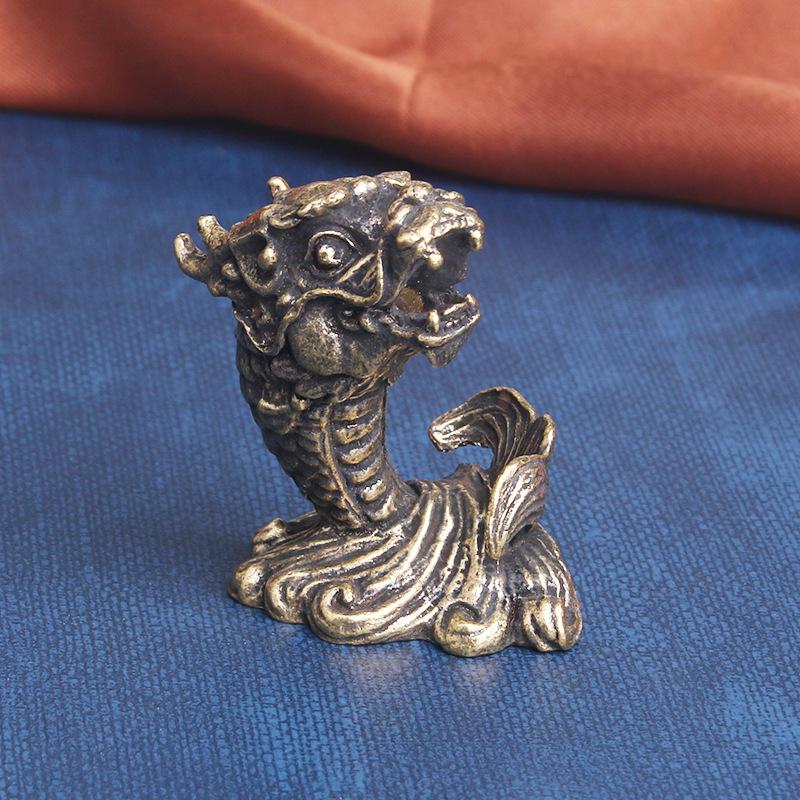 Solid Brass Vintage Standing Creative Desktop Ornament Blessing Tea Pet Decoration Old Copper Craft Wholesale