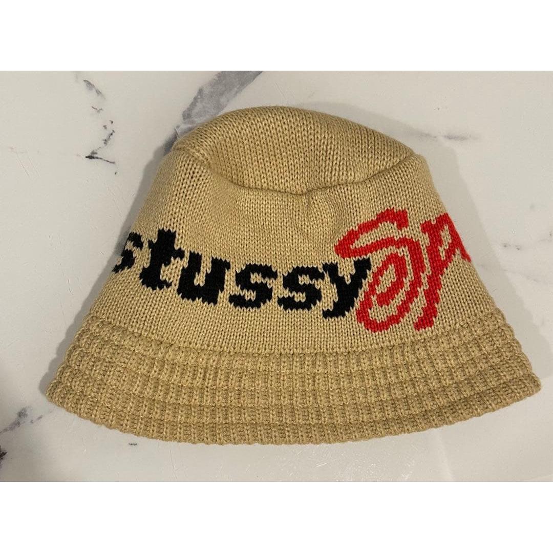 Used STUSSY knit bucket hat beige