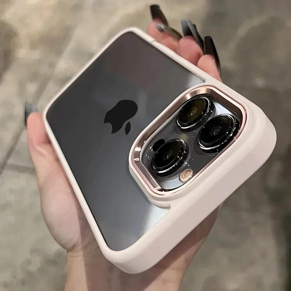 Husă Transparentă de Lux cu Bumper Metalic pentru Obiectiv pentru iPhone 15 14 13 12 11 Pro Max Mini X XS Max XR 7 8 Plus Silicon Acrilic Spate Dur