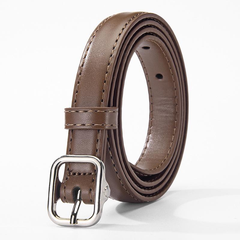 Women's High-End Leather Belt with Alloy Buckle - Versatile, Fashionable, Thin Waist Design