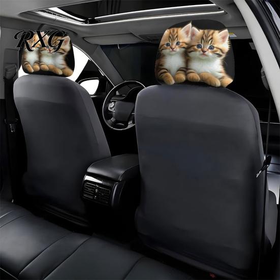 Decorative Car Seat Headrest Case 2Pcs Cute Cat Covers, Breathable Auto All Season Cover Protectors, Stretchy Universal Interior Accessories