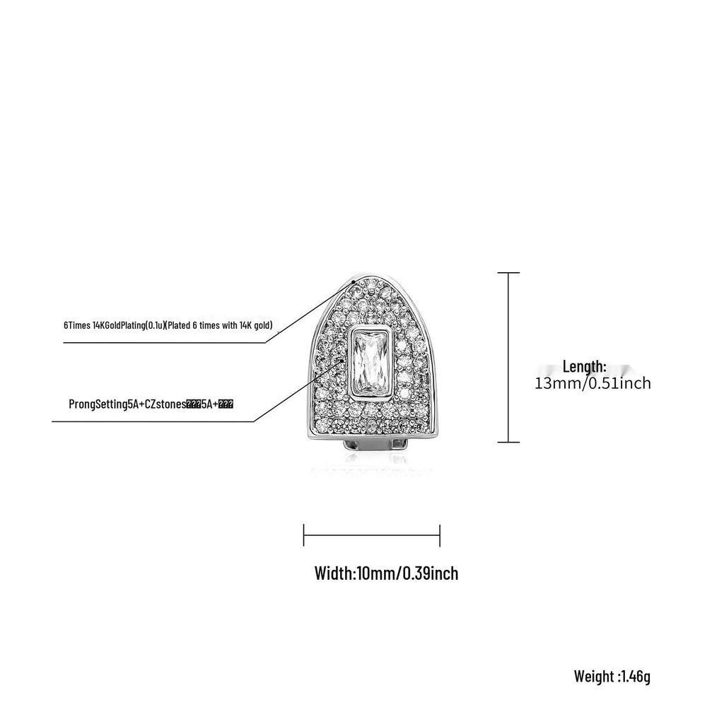 Hip-Hop Dollar Sign Tooth Grillz with Cubic Zirconia - Trendy Halloween Jewelry.