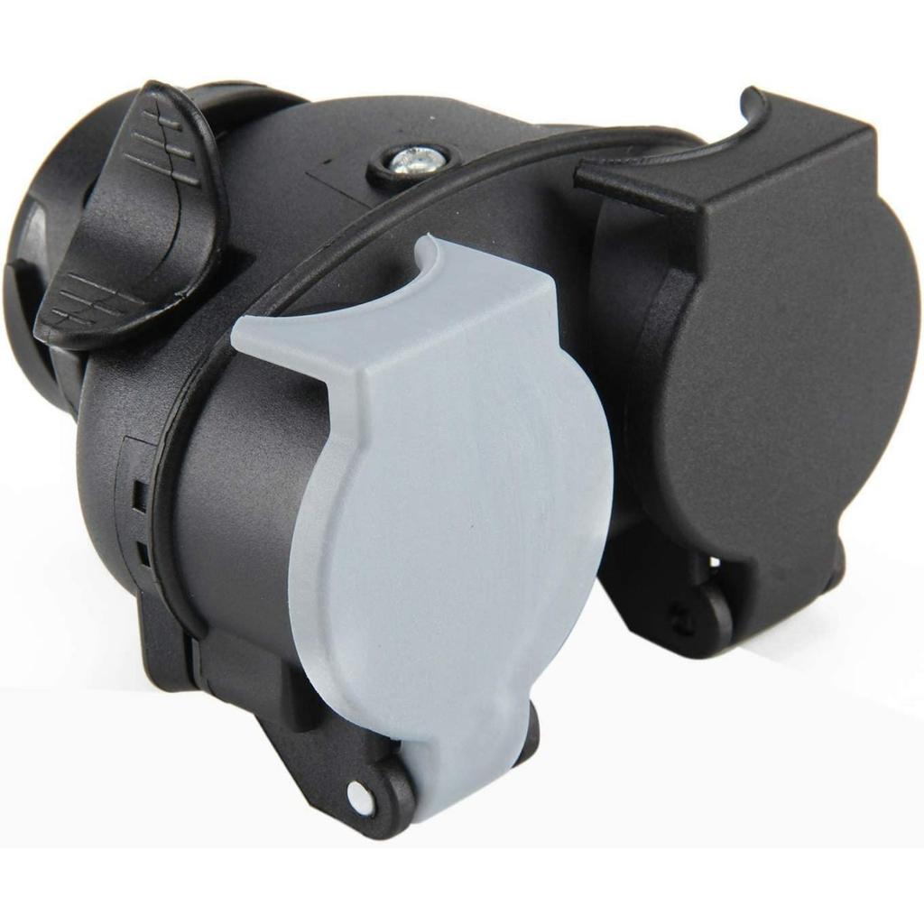 Towing Adaptor Twin Socket - 13 to 7 pin Caravan Towing Adapter 2 In 1 Waterproof Caravan Converter Trailer Plug Socket for Caravan Truck and More