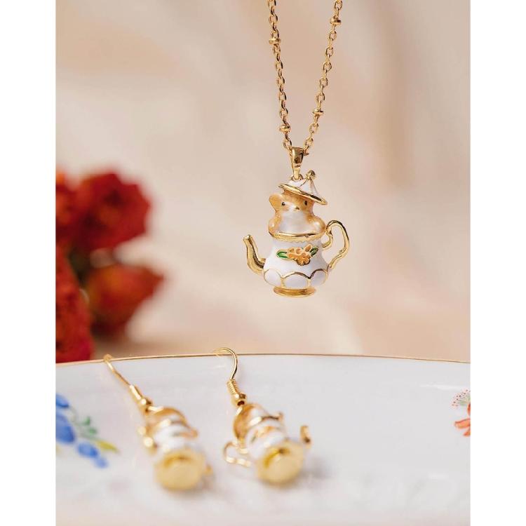 Enamel Chipmunk Teapot Earrings Trendy Pendant Necklace Stylish Woman Accessory