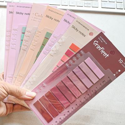 200 Blatt/Set INS Schlichtheit Farbverlauf Haftnotiz Transparentes Lesezeichen Registerlasche Mini-Notizblock Schülerbedarf