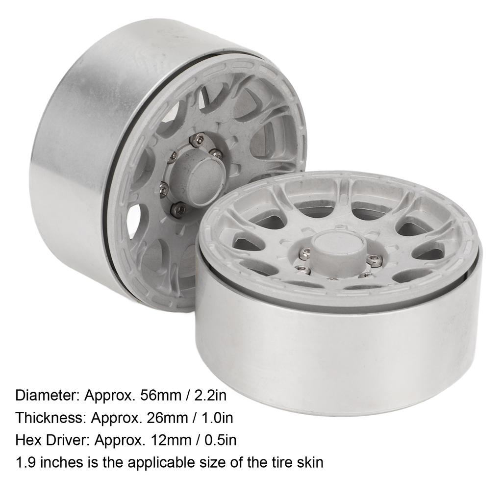 2Pcs 1.9 Inch Wheel Hub Aluminum Alloy Beadlock Wheels Hubs for Scx10 RC Car