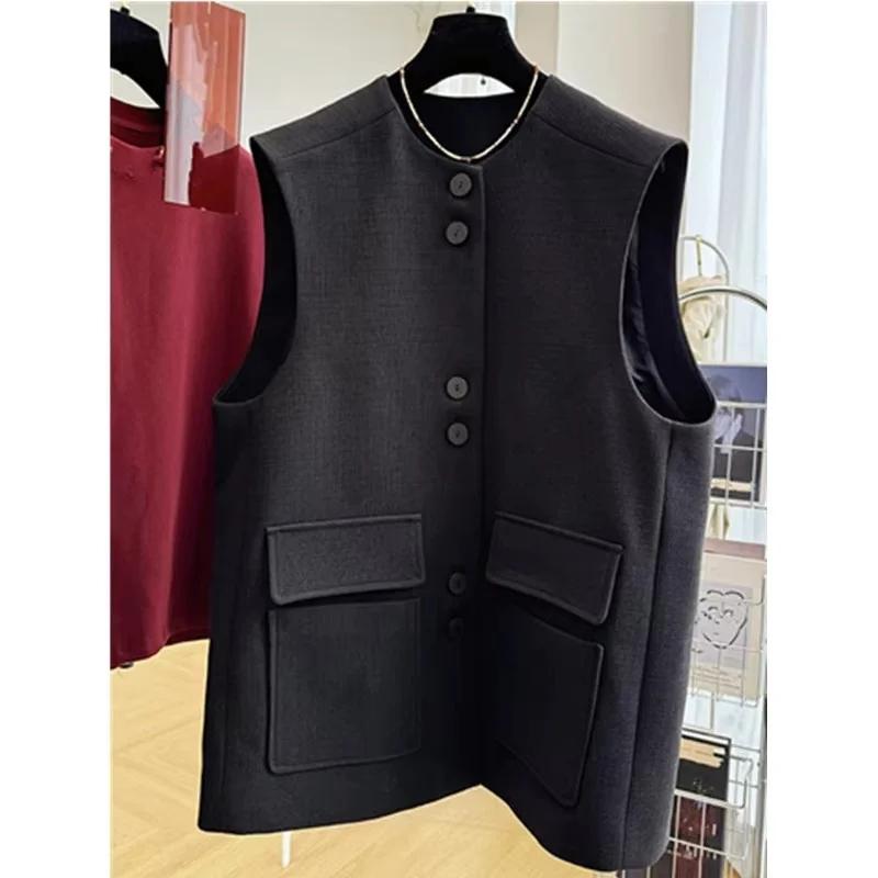 Vest Jacket Spring Autumn Women's Sleeveless High-end Waist Slim Temperament Waistcoats Female Outwear