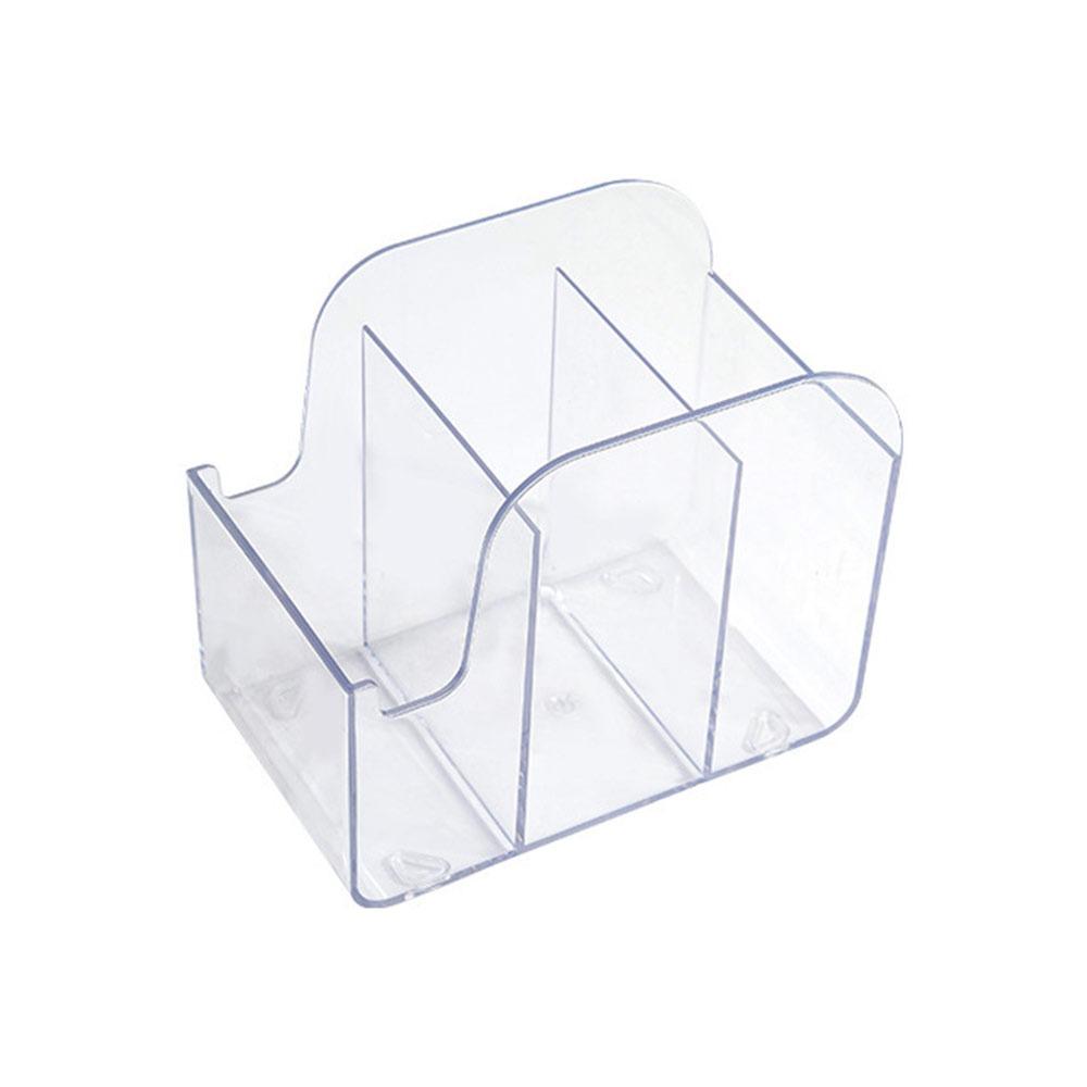 INS Style Desk Stationery Storage Box 3 Grids Pen Storage Box Durable Makeup Brushes Box 3 Grids